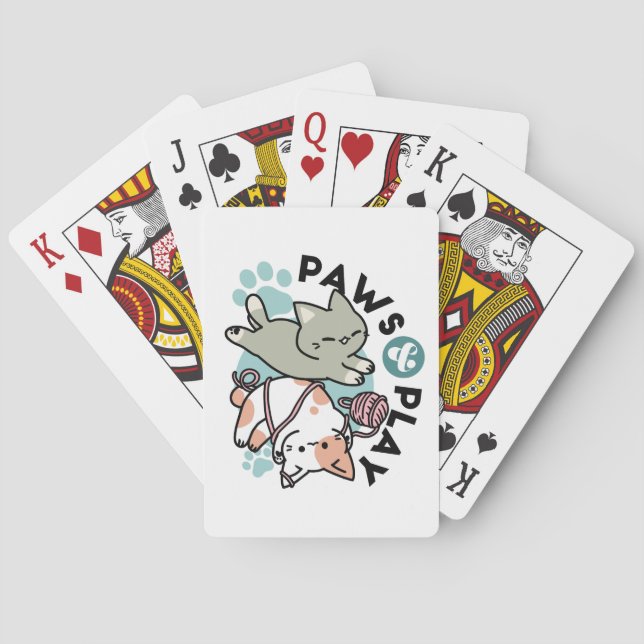 Paws and Play – Adorable Cat Illustration Spielkarten (Rückseite)