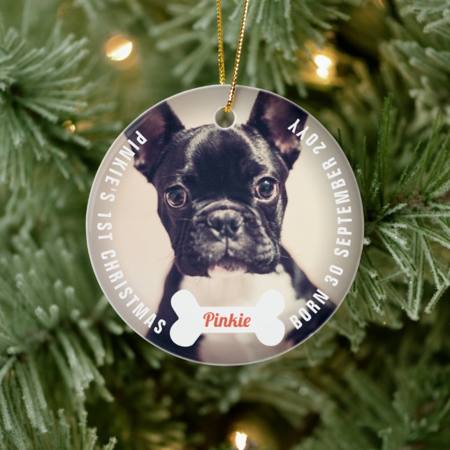 Paws & Bones Hund Lover Pet Erstes Weihnachtsfest  Keramik Ornament (Baum)