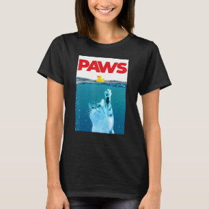 Paws Cat and Yellow Rubber Duck Aquamarin Blue Wat T-Shirt