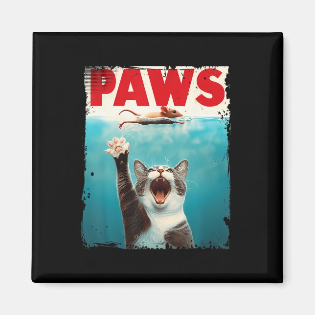Paws Cat Mouse Parody Cat Shark Chasing Maus Kitt Magnet (Vorne)