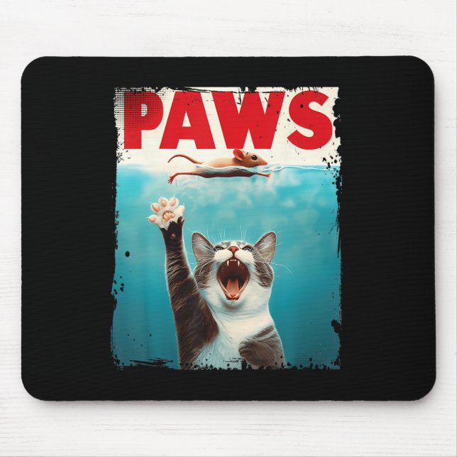 Paws Cat Mouse Parody Cat Shark Chasing Maus Kitt Mousepad (Vorne)