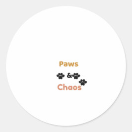 Paws & Chaos Lustiger Pfotenabdruck Klassischer Ru Runder Aufkleber