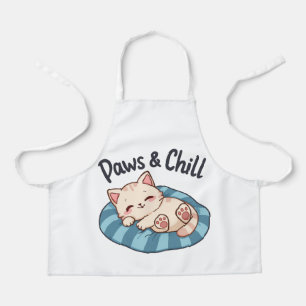 Paws & Chill Katzennapf Illustration Cartoon Schürze