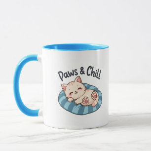 Paws & Chill Katzennapf Illustration Cartoon Tasse