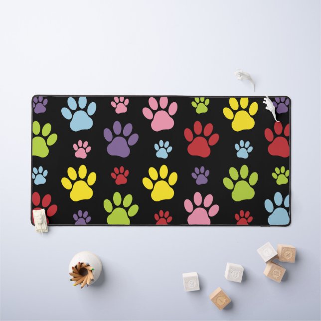 Paws Colorés, Motif Paw, Empreintes de pattes, Paw (Tableau pour enfants)