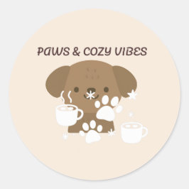 Paws & Cozy Vibes | Süße Haustier-Wandkunst & Stic Runder Aufkleber