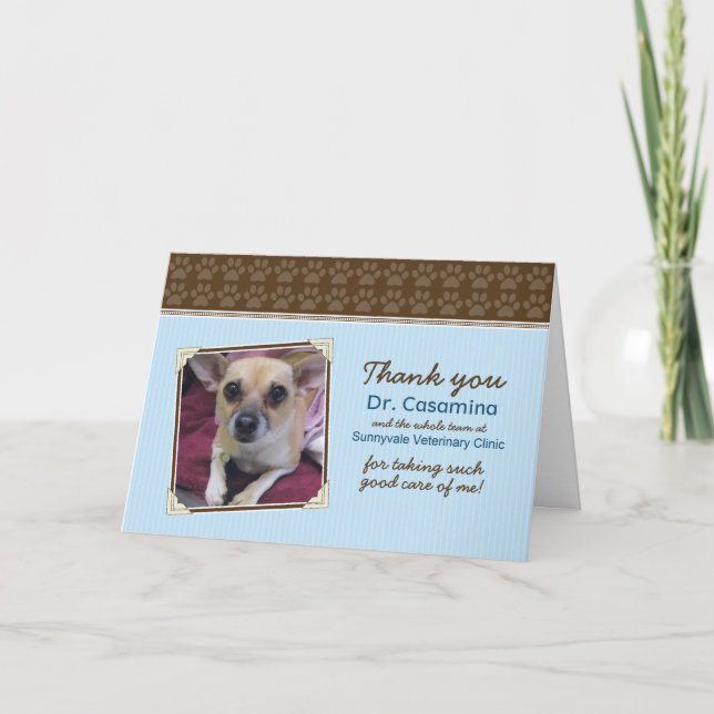 Paws Dankeschön Karte für den Tierarzt (Baby blau/ (Vorderseite)