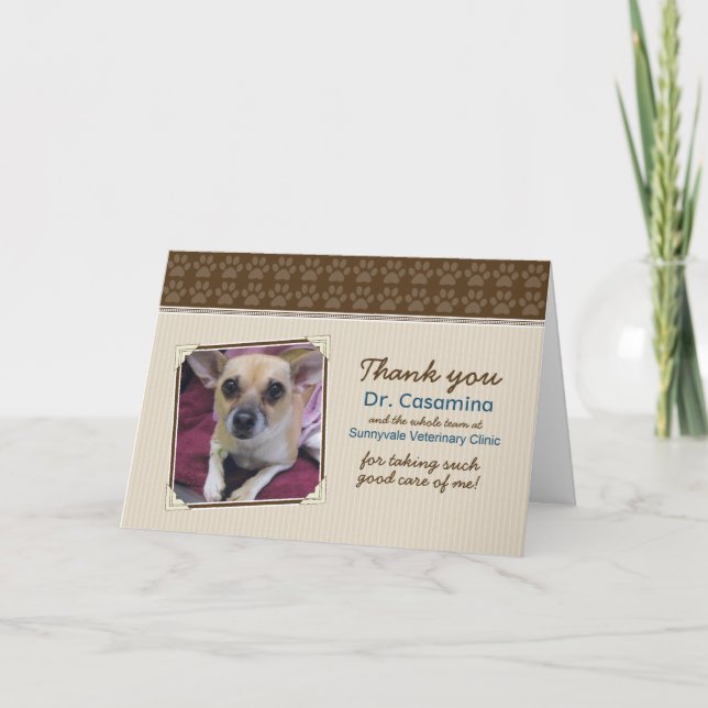 Paws Dankeschön Karte für den Tierarzt (taupe/brau (Vorderseite)