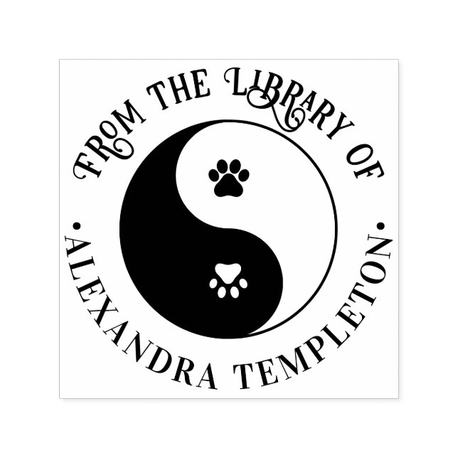 Päws Dog Cat Yin Yang Symbol Library Book Name Permastempel (Design)