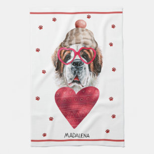 Paws Dog Lover Valentine Gift Saint Bernard Geschirrtuch