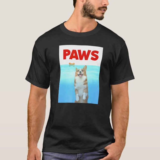 Paws Dog Parody 80er Corgi Shark Dog T-Shirt (Vorderseite)