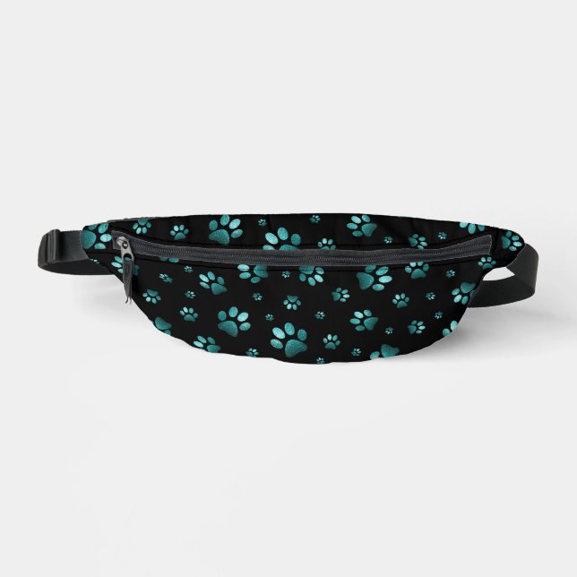 Paws drucken funkelnden Cyan-Glitzer, Bauchtasche (Vorderseite)
