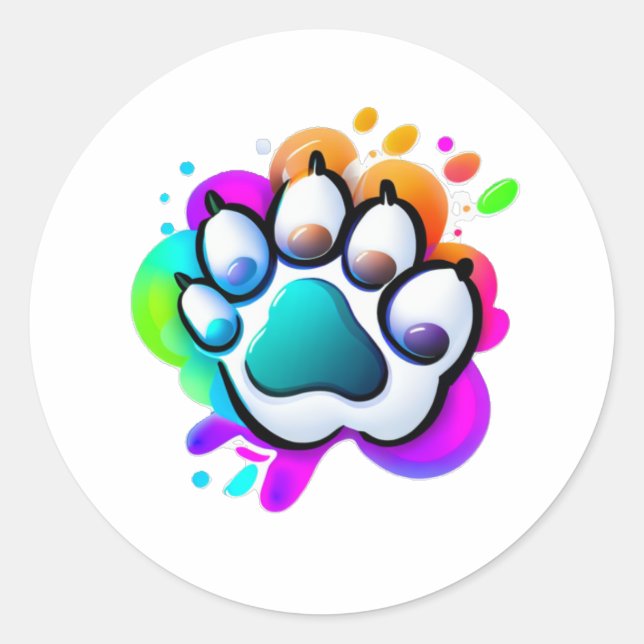 Paws Emoji Colorful Splash Sticker (Vorderseite)
