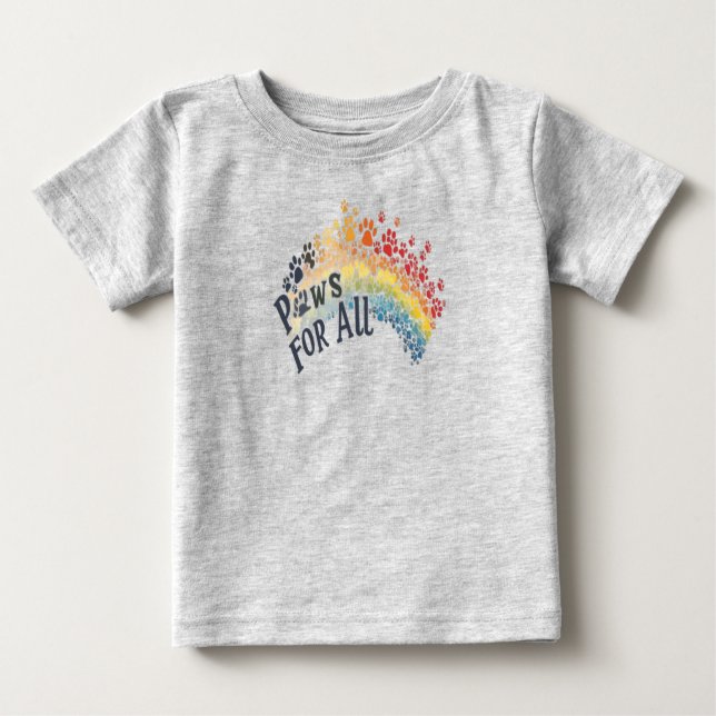 Paws for All – Rainbow Paw Print Unity  Baby T-shirt (Vorderseite)