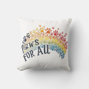Paws for All - Rainbow Paw Print Unity Kissen