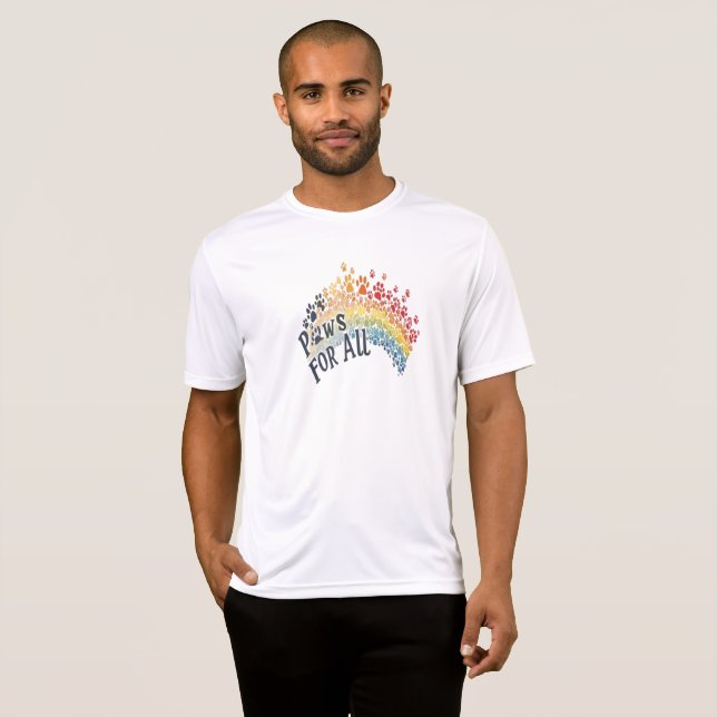 Paws for All – Rainbow Paw Print Unity  T-Shirt (Vorne ganz)