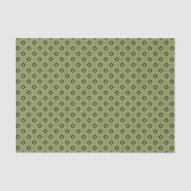 Paws-for-Giving Gift Wrap - Senf/Multi Seidenpapier (Vorderseite)