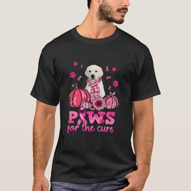 Paws for the cuure Ribbon Brustkrebs White Labra T-Shirt (Vorderseite)