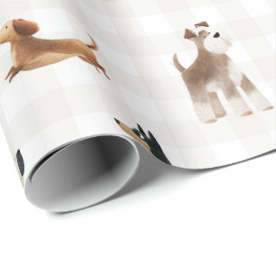 Paws Gingham hübsche Hunde Geschenkpapier