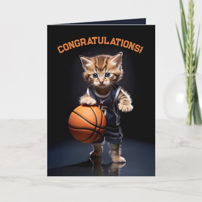 Paws & Hoops - Kitten Basketball Dankeskarte (Vorderseite)