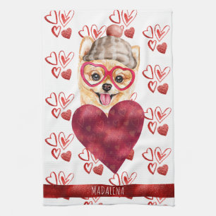 Paws Hund Lover Valentine Geschenk Spitz Geschirrtuch