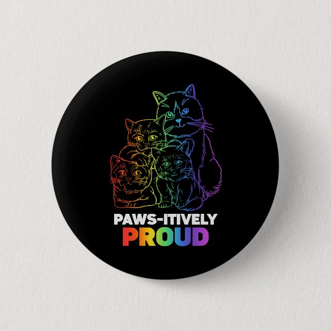 Paws i-itiv stolz Niedlich Kitten Rainbow Cat Feli Button (Vorderseite)