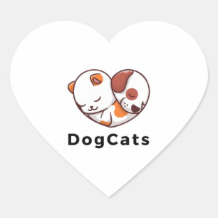 Paws in Harmony - Hunde und Katzen Liebe im Herzen Herz-Aufkleber
