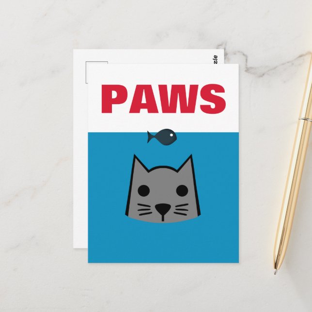 Paws, Katze Postkarte (Vorderseite/Rückseite Beispiel)