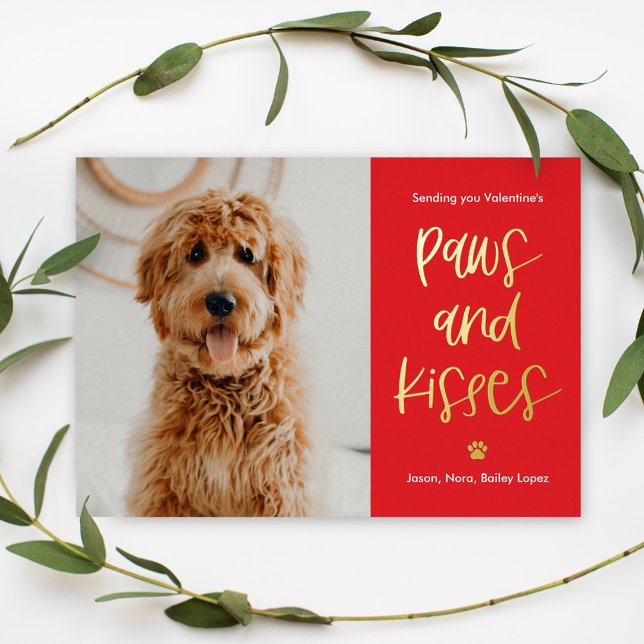 Paws Kisses Foil Saint Valentin Carte photo animal (Créateur téléchargé)