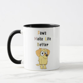 Paws Make Life Better Mug – Cute Dog Illustration  Tasse