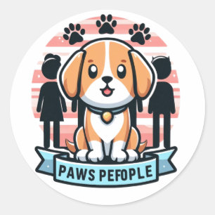 Paws Menschen Niedlich Hunde und Menschen Gleichhe Runder Aufkleber