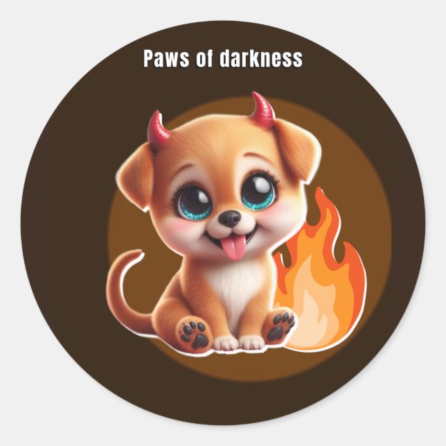 Paws of Darkness Fire Glow Dog Sticker – Dark  (Vorderseite)