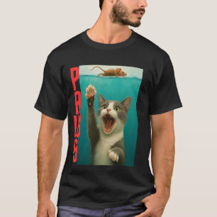 PAWS Parodie Katze Maus Humorvolle Katze jagt Maus T-Shirt