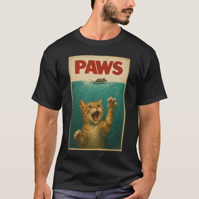 PAWS Parody Cat Mouse Humore Cat Chasing Maus T-Shirt (Vorderseite)