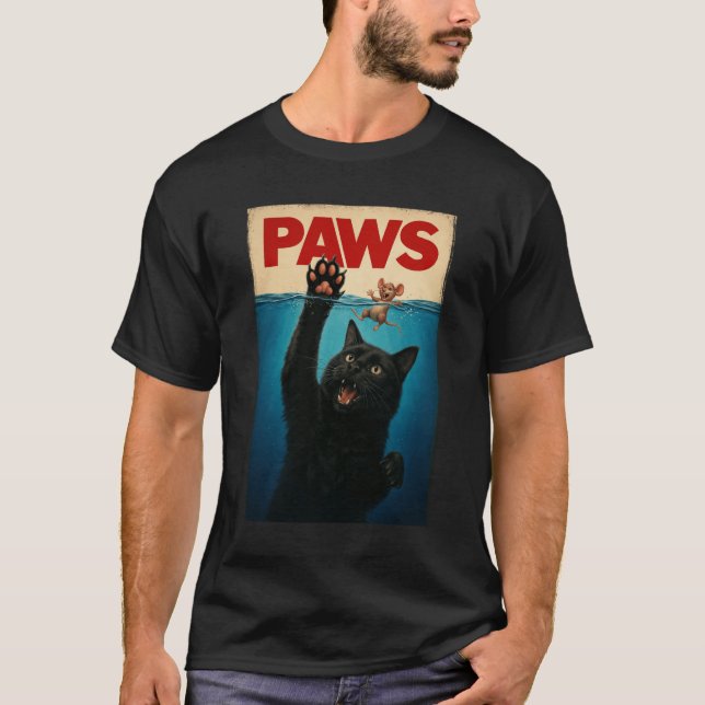 PAWS Parody Cat Mouse Humore Cat Chasing Maus T-Shirt (Vorderseite)