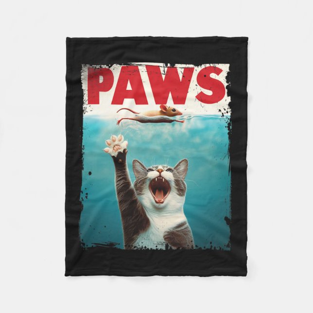 Paws Parody Cat Mouse Humous Cat Chasing Mouse K Fleecedecke (Vorderseite)