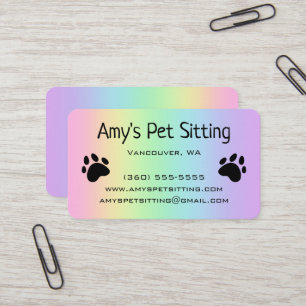 Paws Pastel Rainbow Business Cards Visitenkarte