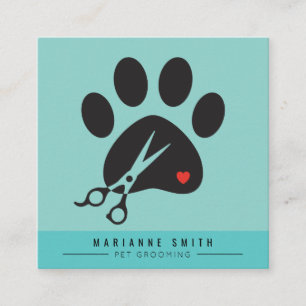 Paws Pet Groomon Salon Quadratische Visitenkarte