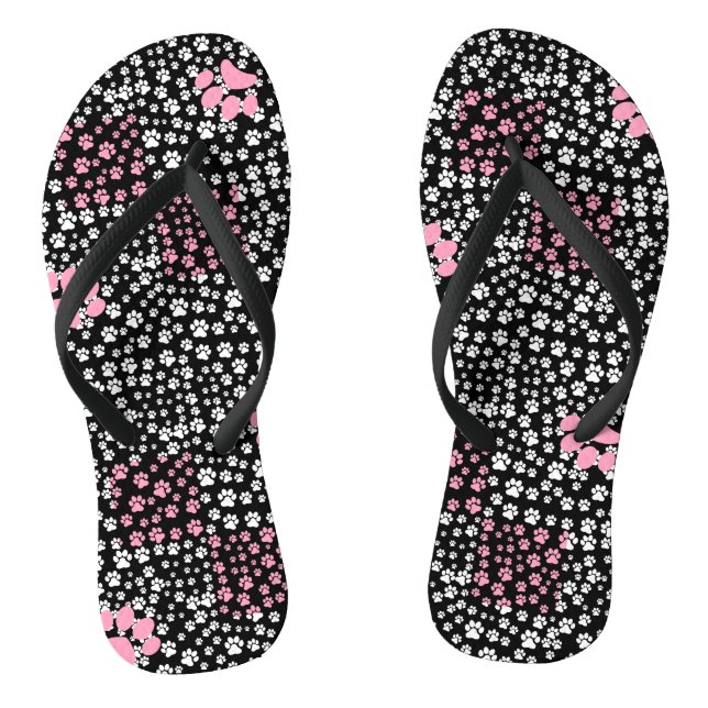 Paws Printmuster NS 01b. Black BG Flip Flops (Fußbett)