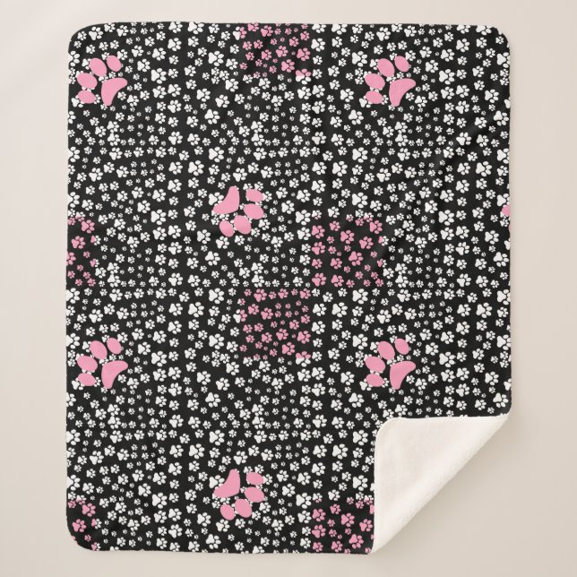 Paws Printmuster NS 01b. Black BG Sherpadecke (Vorderseite)