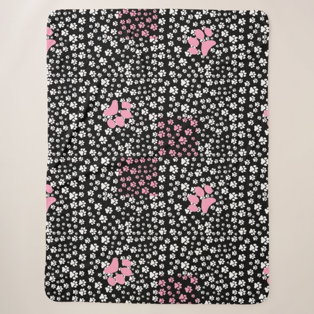 Paws Printmuster NS 01b. Black BG Sherpadecke (Vorderseite)