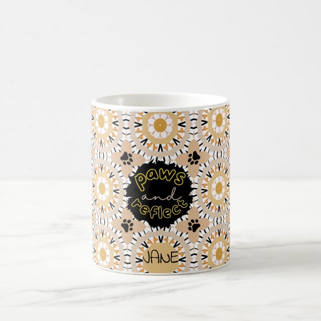 PAWS & REFLECT Karamellbeige Mandala Kaffeetasse (Mittel)