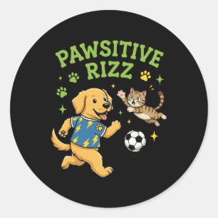 Paws Rizz Hund Katze Fußball Lustiges Tier Sport M Runder Aufkleber