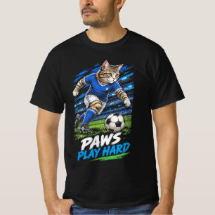 Paws spielen hart, lustiger Fußballspieler Katze F T-Shirt