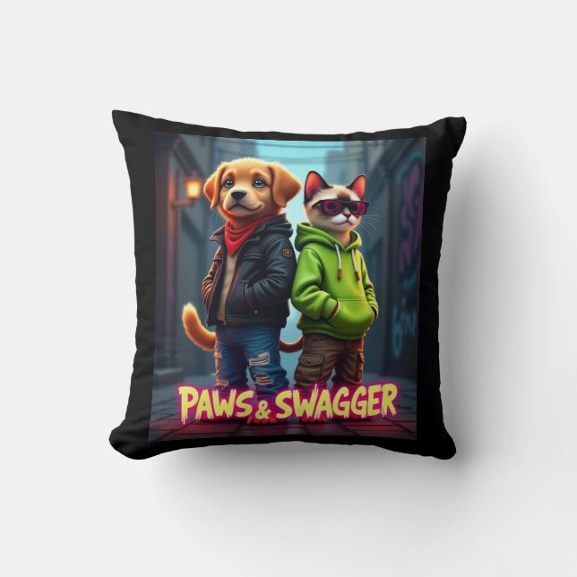 Paws & Swagger™ Stilvolle Pet-Apparel-Babydecke Kissen (Vorderseite)