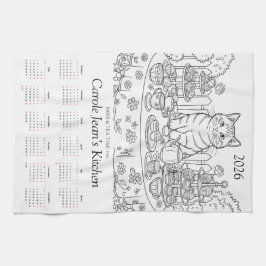 Paws & Tea Time Kitchen Tea Towels 2026 Calendar Geschirrtuch