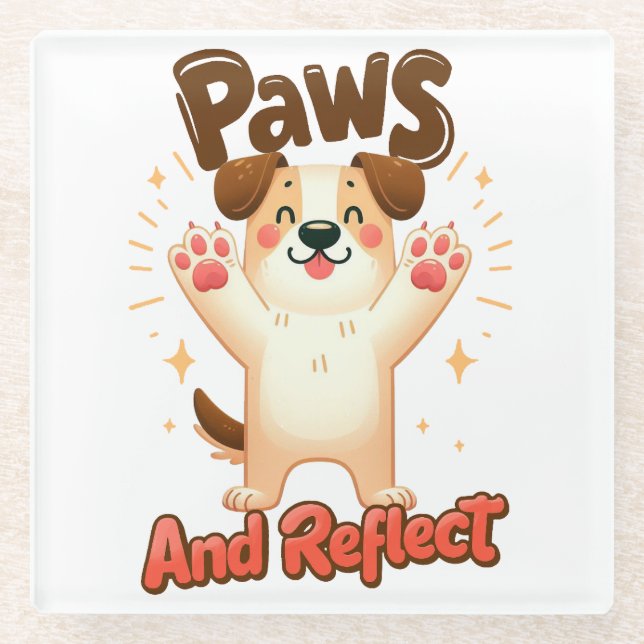 Paws und Reflektoren für Niedliche Hunde Glasuntersetzer (Vorderseite)