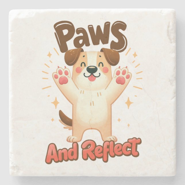 Paws und Reflektoren für Niedliche Hunde Steinuntersetzer (Vorderseite)