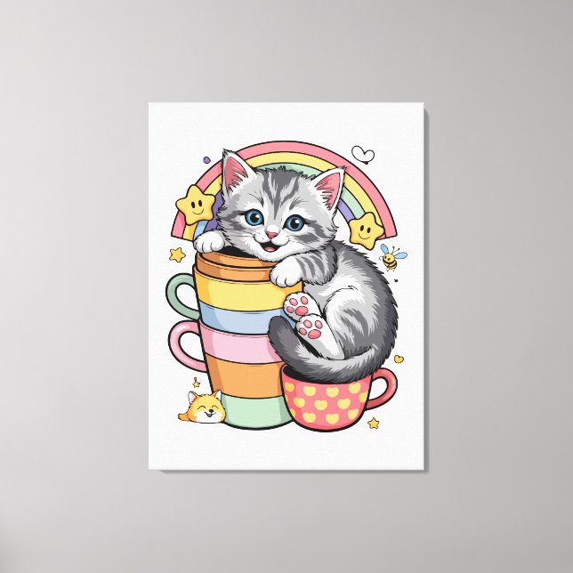 Paws und Regenbogen Leinwanddruck (Vorderseite)