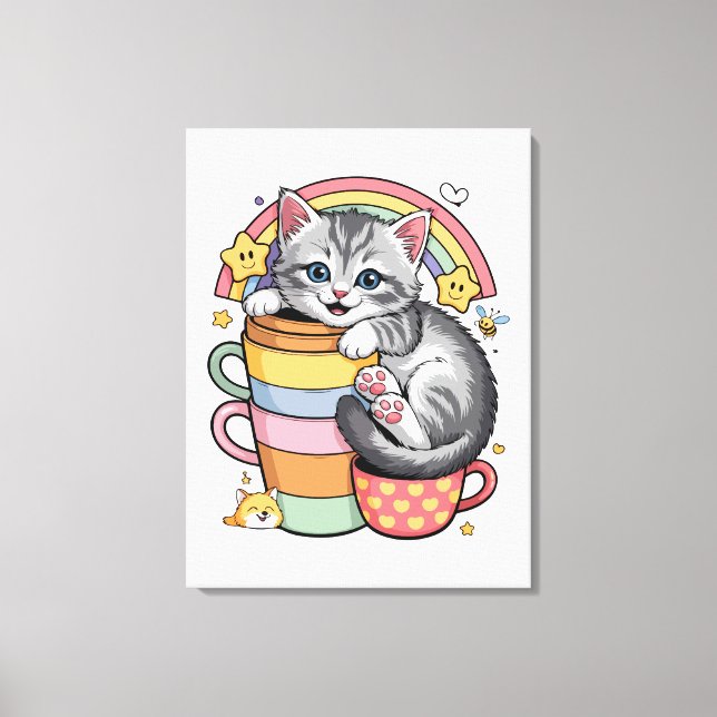 Paws und Regenbogen Leinwanddruck (Vorderseite)